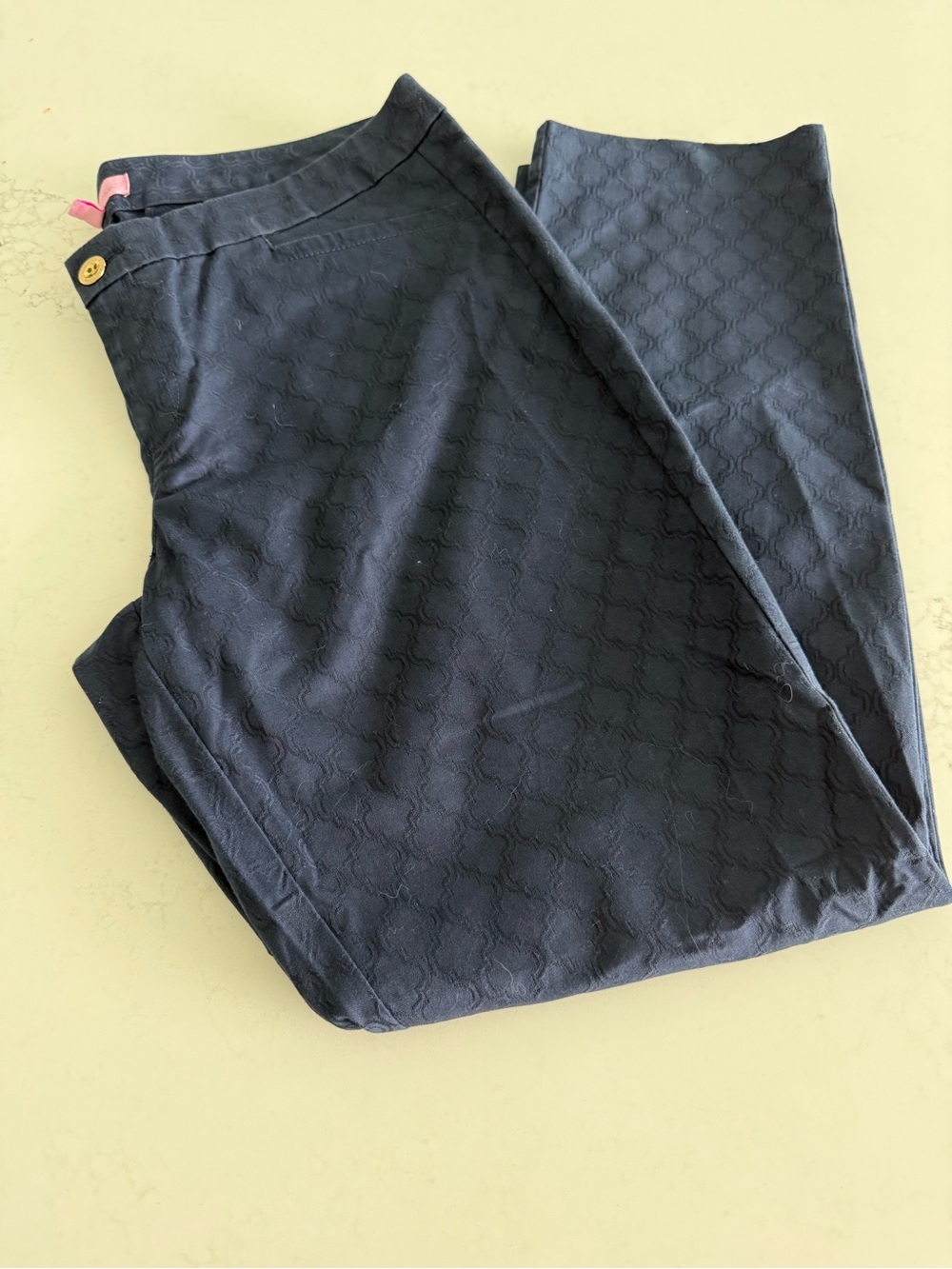 Lilly Pulitzer Navy Textured Ankle Pants